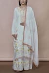 Abhi Singh Off White Cotton, Georgette, Shantoon Round Embroidered Kurta Sharara Set Online at Aza Fashions Abhi Singh_Off White Cotton, Georgette, Shantoon Round Embroidered Kurta Sharara Set _Online_at_Aza_Fashions