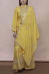 Abhi Singh Yellow Silk Mandarin Collar Embroidered Kurta Sharara Set Online at Aza Fashions Abhi Singh_Yellow Silk Mandarin Collar Embroidered Kurta Sharara Set _Online_at_Aza_Fashions