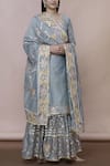 Buy_Abhi Singh_Grey Chanderi Silk Round Kurta Lehenga Set  _at_Aza_Fashions