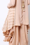 Shop_Nikasha_Beige Round Asymmetric Kurta Dhoti Pant Set_Online_at_Aza_Fashions