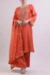 Buy Surendri Orange Chanderi Round Kurta Palazzo Set at Aza Fashions Buy_Surendri_Orange Chanderi Round Kurta Palazzo Set_at_Aza_Fashions