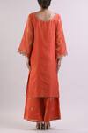 Shop_Surendri_Orange Chanderi Round Kurta Palazzo Set_at_Aza_Fashions