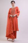 Buy_Surendri_Orange Chanderi Round Kurta Palazzo Set_Online_at_Aza_Fashions