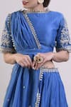 Surendri_Blue Chanderi Round Lehenga Set _at_Aza_Fashions