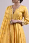 Surendri_Yellow Chanderi Round Anarkali Set _at_Aza_Fashions