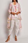 Buy_Swati Vijaivargie_Pink Chanderi Jacket With Dhoti Pant Set _at_Aza_Fashions