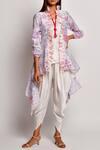 Buy_Swati Vijaivargie_Purple Chanderi Jacket With Dhoti Pant Set_at_Aza_Fashions