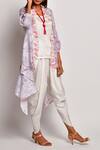 Shop_Swati Vijaivargie_Purple Chanderi Jacket With Dhoti Pant Set_Online_at_Aza_Fashions