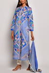 Shop_Swati Vijaivargie_Blue Linen Satin Round Printed Kurta _Online_at_Aza_Fashions