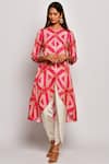 Buy_Swati Vijaivargie_Red Linen Satin Round Printed Kurta Dhoti Pant Set _Online_at_Aza_Fashions