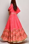 Swati Vijaivargie_Red Linen Satin Round Printed Anarkali Set _Online_at_Aza_Fashions