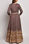 Shop_Swati Vijaivargie_Brown Linen Satin Round Printed Anarkali Set _at_Aza_Fashions