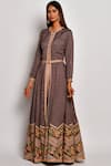 Buy_Swati Vijaivargie_Brown Linen Satin Round Printed Anarkali Set _Online_at_Aza_Fashions