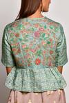 Shop_Swati Vijaivargie_Green Linen Satin Round Embroidered Top _Online_at_Aza_Fashions