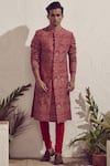 Buy_Dev R Nil_Raw Silk Embroidered Sherwani_Online_at_Aza_Fashions