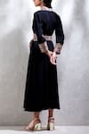 Shop_Ritu Kumar_Black Polyester Crepe V Neck Flared Long Kurta  _at_Aza_Fashions