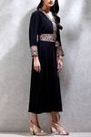 Shop_Ritu Kumar_Black Polyester Crepe V Neck Flared Long Kurta  _Online_at_Aza_Fashions