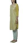 Buy_Nini Mishra_Yellow Tissue Round Embroidered Kurta _Online_at_Aza_Fashions