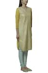 Nini Mishra_Yellow Tissue Round Embroidered Kurta _Online_at_Aza_Fashions