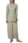 Buy_Nini Mishra_Beige Tissue Crushed Pants _at_Aza_Fashions