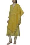 Shop_Nini Mishra_Yellow Tissue Embroidered Dupatta_at_Aza_Fashions