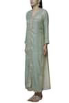 Buy_Nini Mishra_Grey Tissue Round Embroidered Long Kurta _Online_at_Aza_Fashions