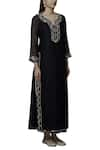 Buy_Nini Mishra_Black Cotton Silk Round Embroidered Long Kurta _Online_at_Aza_Fashions