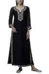 Buy_Nini Mishra_Black Cotton Silk Round Embroidered Long Kurta _at_Aza_Fashions