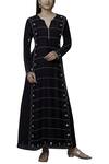 Buy_Nini Mishra_Black Silk Tussar Round Embroidered Long Kurta _at_Aza_Fashions