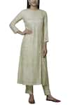 Buy_Nini Mishra_Beige Silk Tussar Round Embroidered Kurta _at_Aza_Fashions