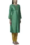 Nini Mishra_Green Silk Round Embellished Kurta _Online_at_Aza_Fashions