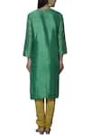 Shop_Nini Mishra_Green Silk Round Embellished Kurta _at_Aza_Fashions