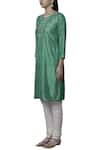 Buy_Nini Mishra_Green Silk Round Embellished Kurta _Online_at_Aza_Fashions