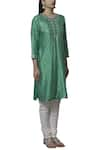 Nini Mishra_Green Silk Round Embellished Kurta _Online_at_Aza_Fashions