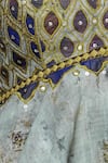 Poonam Dubey_Grey Cotton V Neck Embroidered Kurta Skirt Set _at_Aza_Fashions