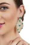 Shop_Auraa Trends_Gold Plated Crystals, Stones Geometric Earrings _at_Aza_Fashions