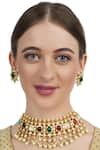 Shop_Auraa Trends_Gold Plated Stones, Beads Kundan Choker Set _at_Aza_Fashions