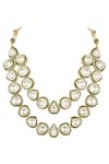 Auraa Trends_Gold Plated Imitation Diamonds Kundan Layered Necklace Set _Online_at_Aza_Fashions