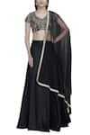 Buy_Esha Koul_Black Silk V Neck Lehenga Set _Online_at_Aza_Fashions