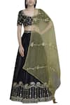 Buy_Esha Koul_Black Silk Square Neck Embroidered Lehenga Set _at_Aza_Fashions