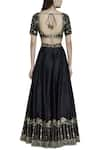 Shop_Esha Koul_Black Silk Square Neck Embroidered Lehenga Set _at_Aza_Fashions