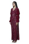 Buy_Manish Malhotra_Wine Embroidered Kurta With Pants_Online_at_Aza_Fashions