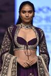 Jayanti Reddy_Purple Raw Silk Sweetheart Neck Embroidered Lehenga Set _Online_at_Aza_Fashions