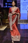 Buy_Jayanti Reddy_Red Silk V Neck Saree Set _at_Aza_Fashions
