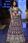 Jayanti Reddy_Purple Raw Silk V Neck Embroidered Bridal Lehenga Set _Online_at_Aza_Fashions