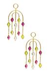 Shop_Varnika Arora_Yellow Pink Quartz Geometric Chandeliers_at_Aza_Fashions