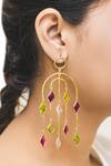 Buy_Varnika Arora_Yellow Pink Quartz Geometric Chandeliers_at_Aza_Fashions