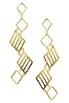 Shop_Varnika Arora_Gold Plated Geometric Long Earrings_at_Aza_Fashions