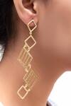 Buy_Varnika Arora_Gold Plated Geometric Long Earrings_at_Aza_Fashions