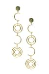 Shop_Varnika Arora_Gold Plated Circular Long Earrings_at_Aza_Fashions